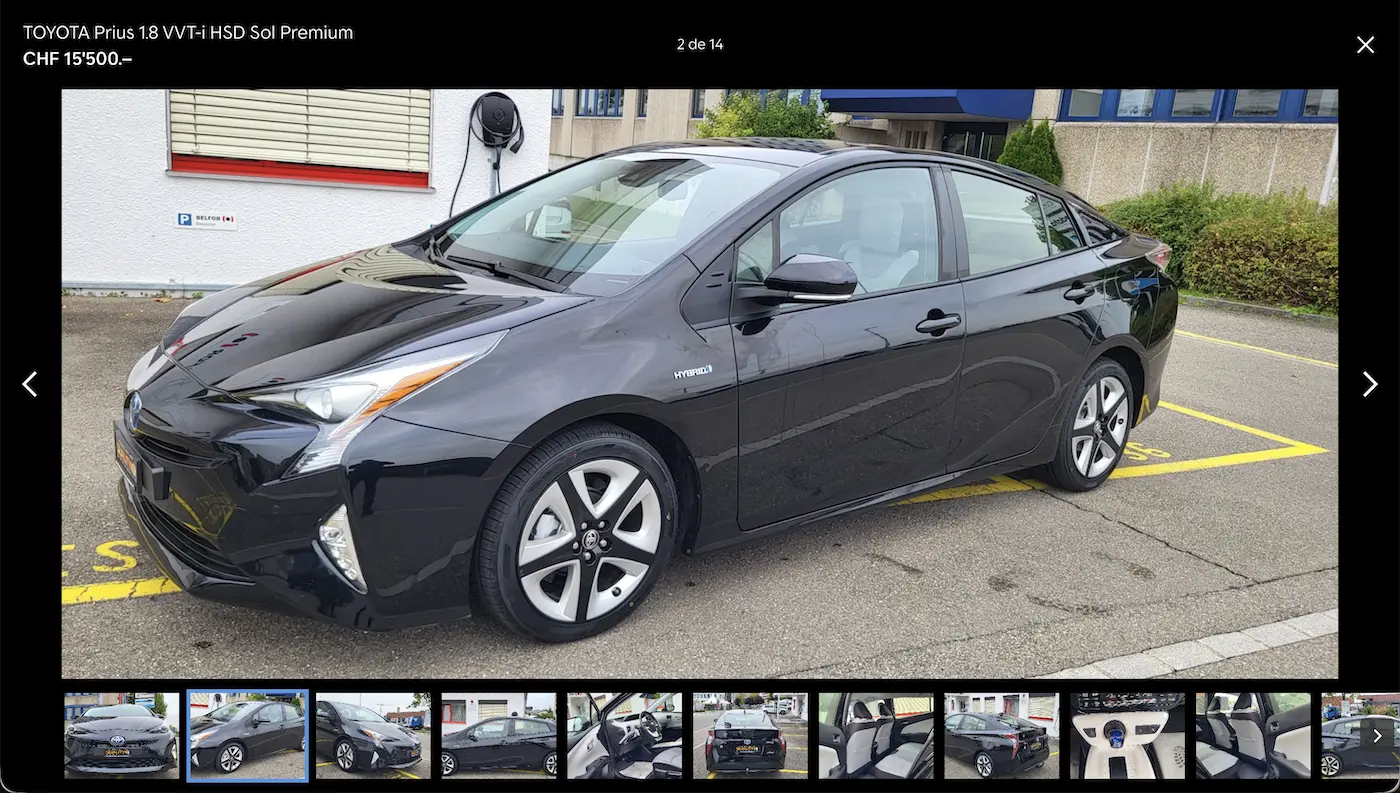 Now that's a luxurious Mustachian frugal car: a Toyota Prius looking brand new! (photo credit: Schossacher Garage)