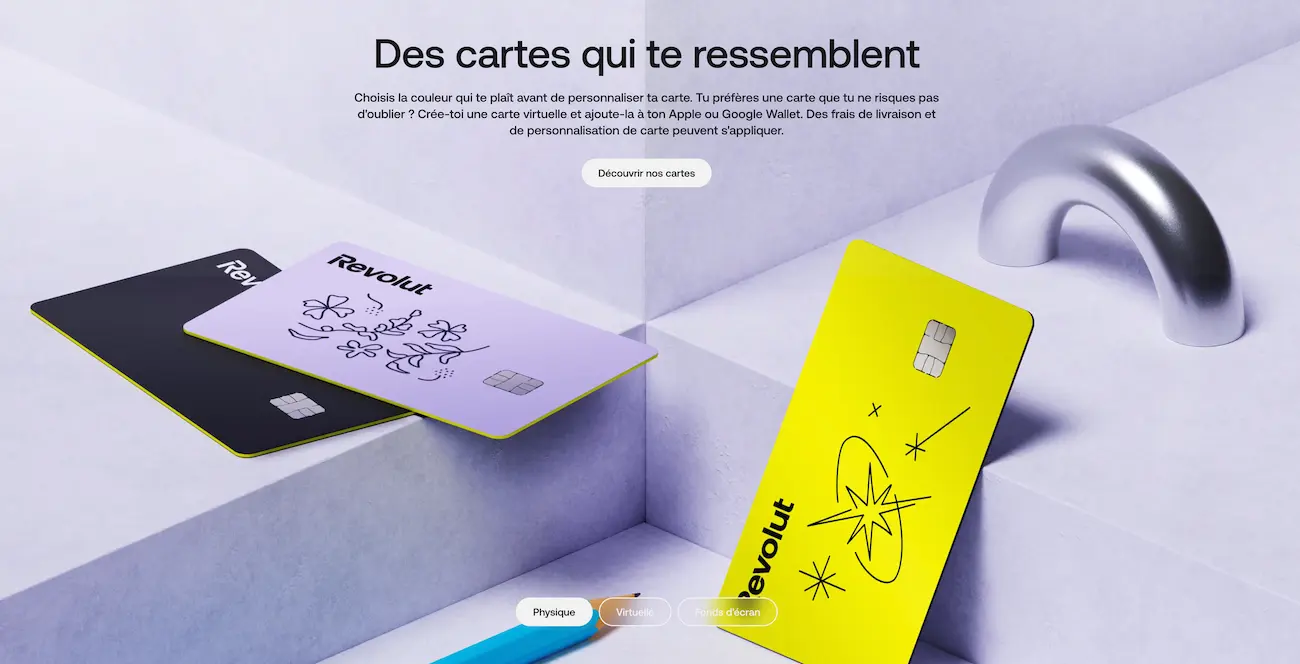 Revolut compte jeunes: ils jouent beaucoup sur le côté cool avec carte aux couleurs sympas, fonds d'écran, etc.
