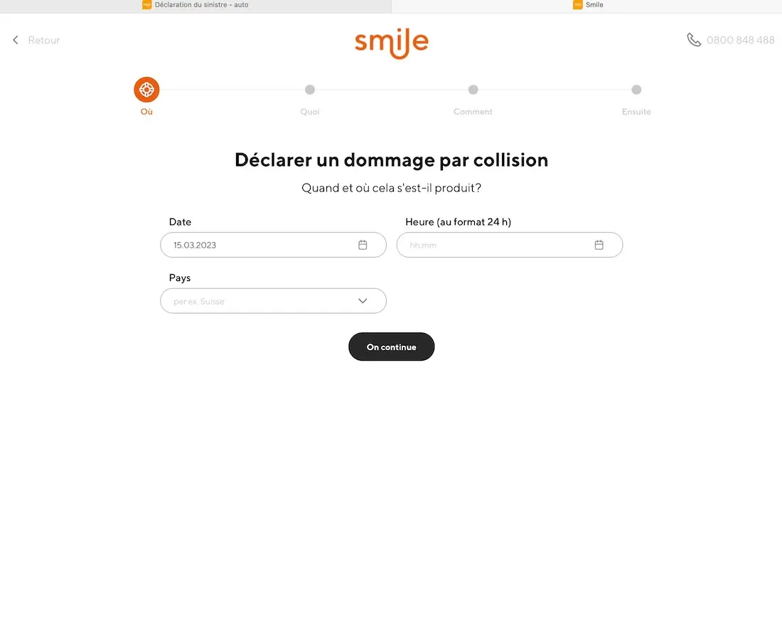 Et tu remplis le formulaire qui va te générer un rapport automatiquement chez Smile.direct