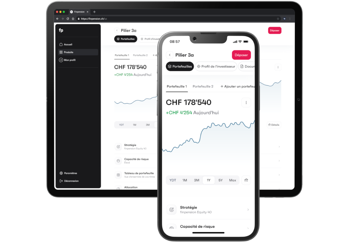 Applications mobile et web du 3ème pilier de finpension