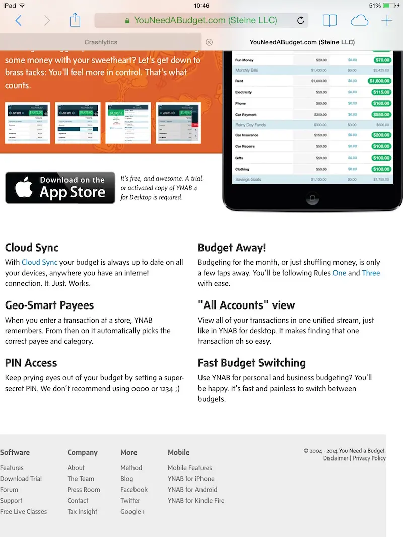 YNAB iPad-App-Screenshot 2/5