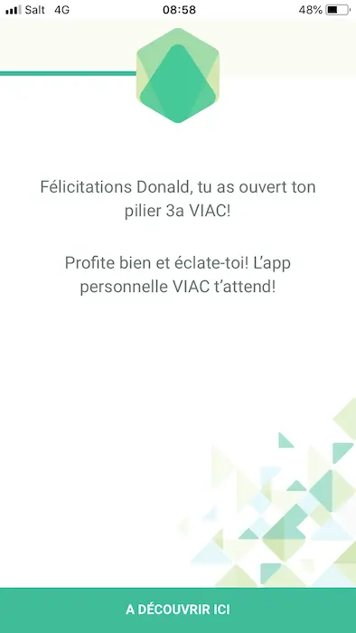 End of VIAC 3a account creation