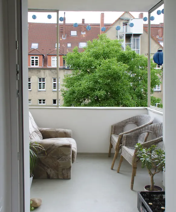 Der Balkon von Olivers Wohnung in Hannover