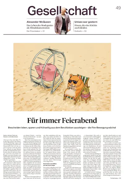 Première page de mon interview dans le SonntagsZeitung