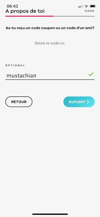 Entering my welcome coupon 'mustachian' to get CHF 10 of welcome cash ! (valid only if you enter it during the registration process)