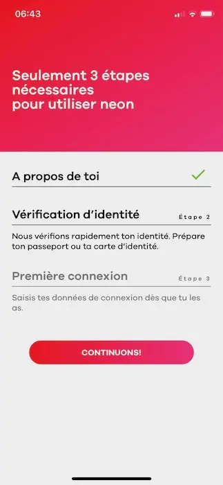 Identity verification screen when you come back into the app during opening hours