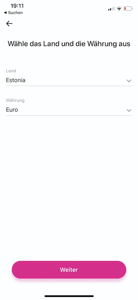Gib 'Estonia' und 'Euro' an