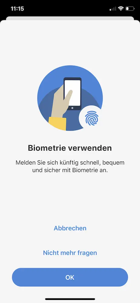 Activation of TouchID or FaceID (iOS)
