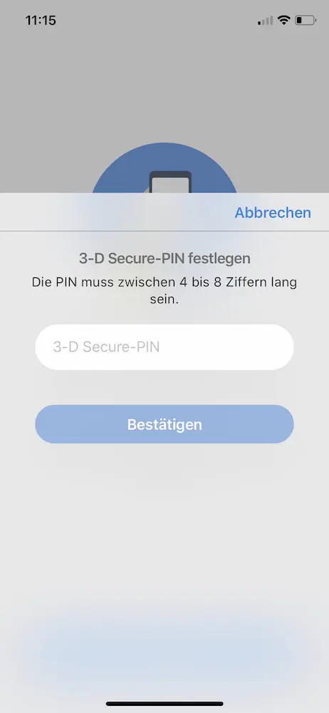 Festlegen des PIN-Codes für 3-D Secure