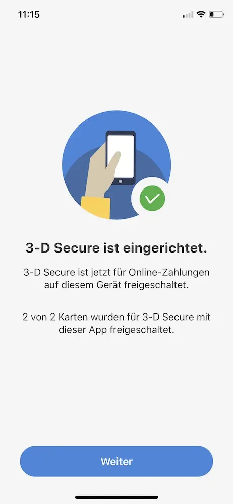 3-D Secure successfully activated