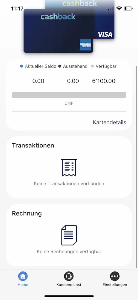 Startbildschirm der Cashback Mobile App (2)