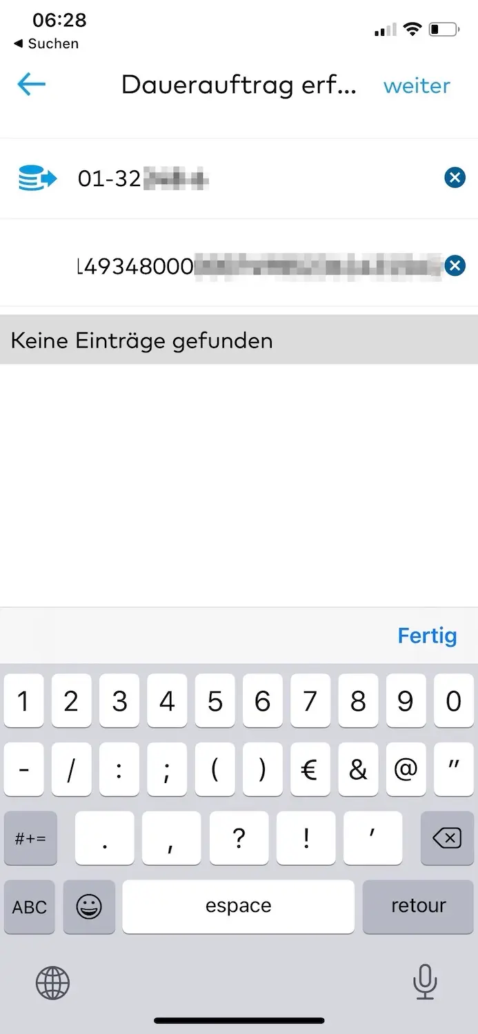 Entering the VIAC account number and my unique VIAC pillar 3a reference number