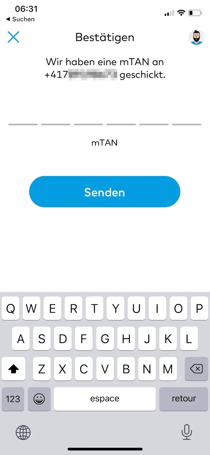 Validation of the new standing order in my Zak mobile app