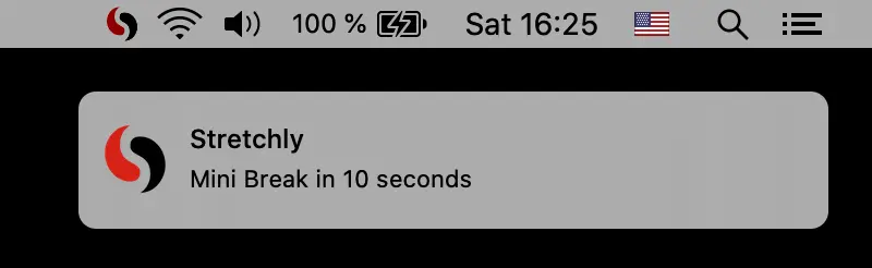 You receive a notification before any break, so that you are prepared to pause your current task