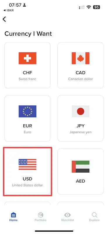 Step 2: Select the currency you wish to buy