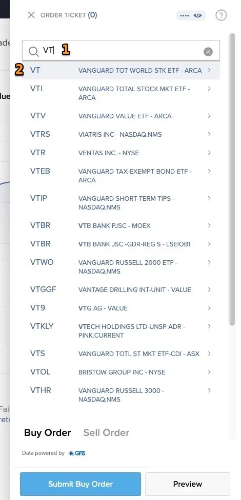 Vanguard's VT ETF is available on Interactive Brokers, but not on DEGIRO
