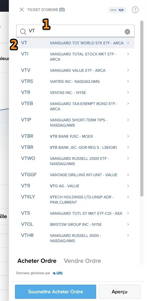 L'ETF VT de Vanguard est disponible sur Interactive Brokers, mais pas sur DEGIRO