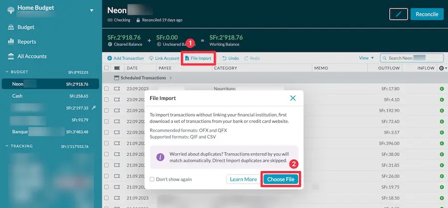 How to import transactions into YNAB from a CSV file