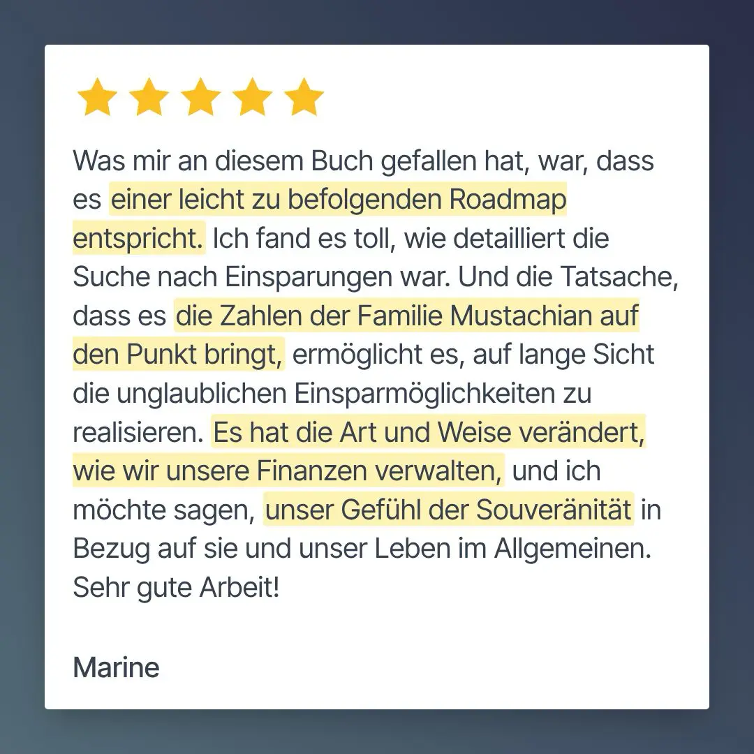 Erfahrungsbericht von Marine zum 'Frei mit 40 in der Schweiz'