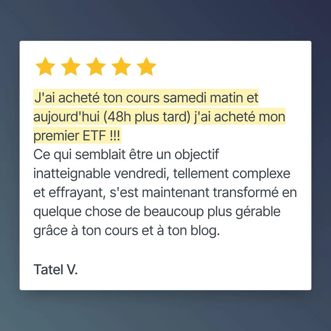 Témoignage de Tatel concernant mon programme débutant pour investir en bourse en Suisse