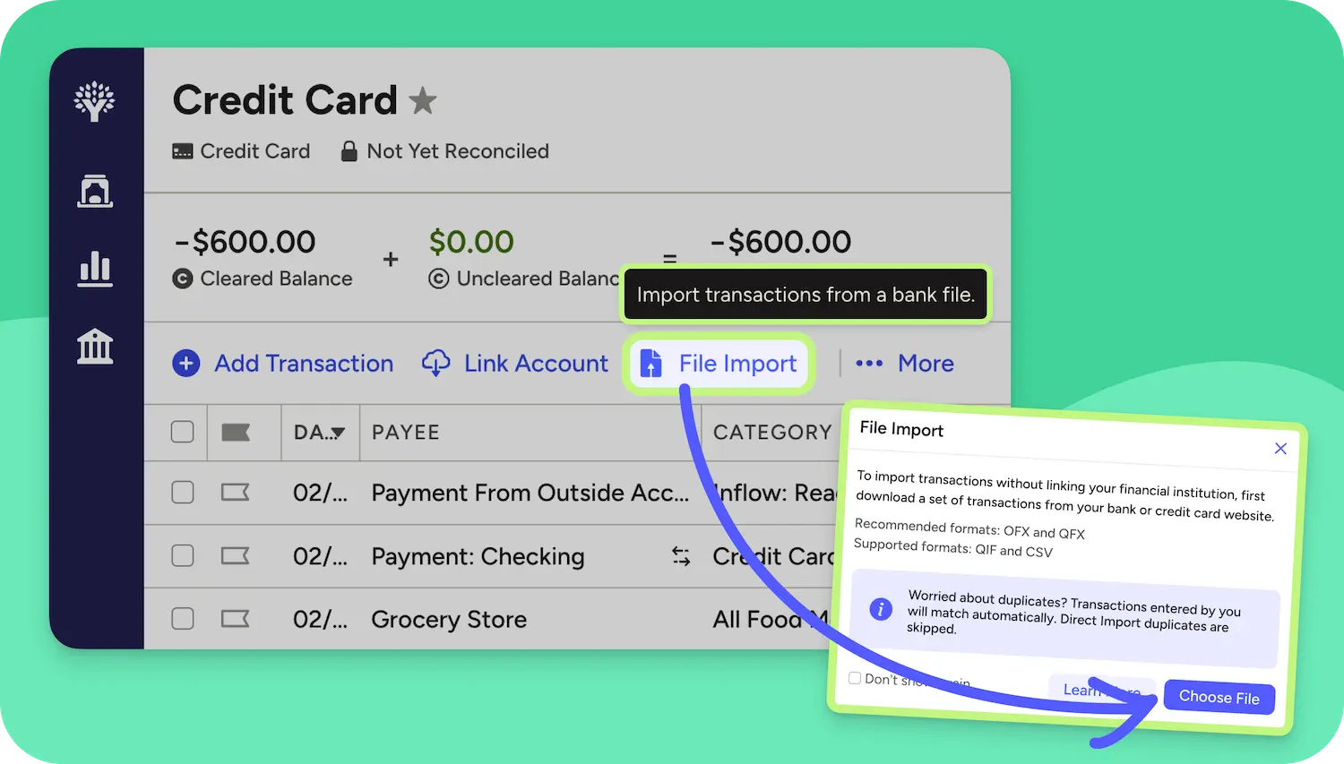 Importing your transactions into YNAB via CSV file
