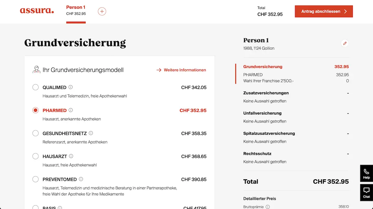 Wahl des Krankenversicherungsmodells bei Assura für Herr und Frau MP
