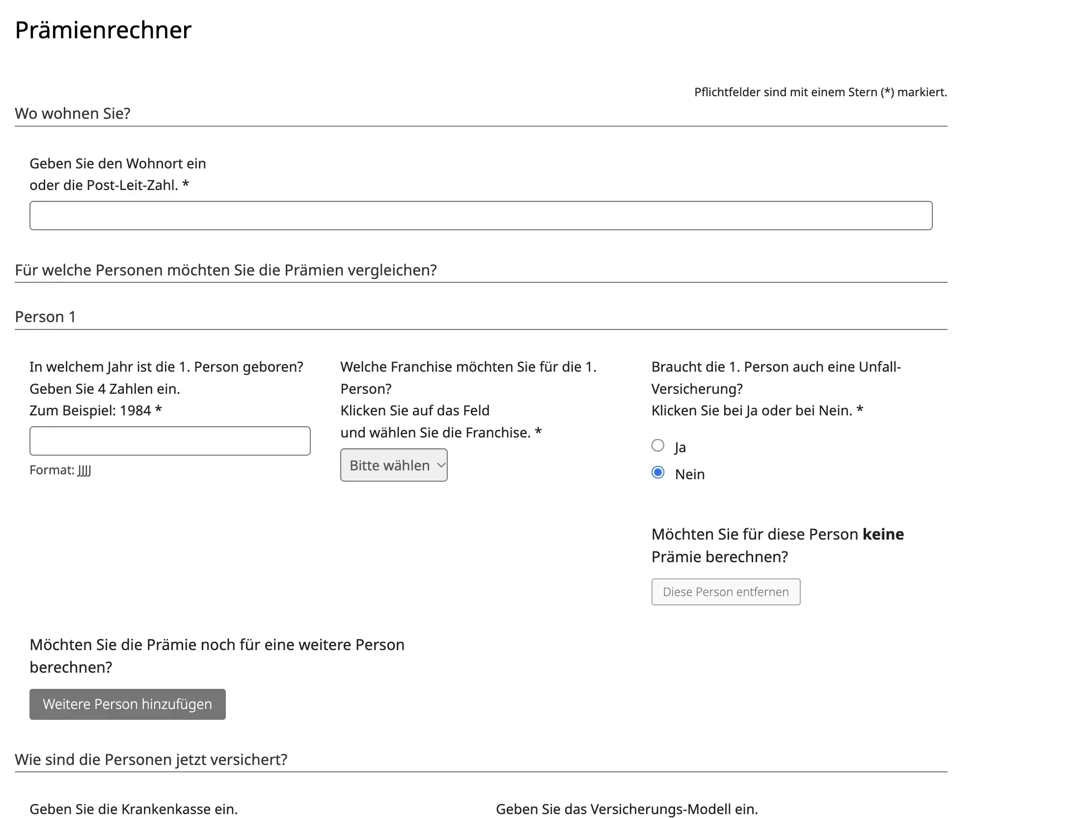 Entering my information on priminfo