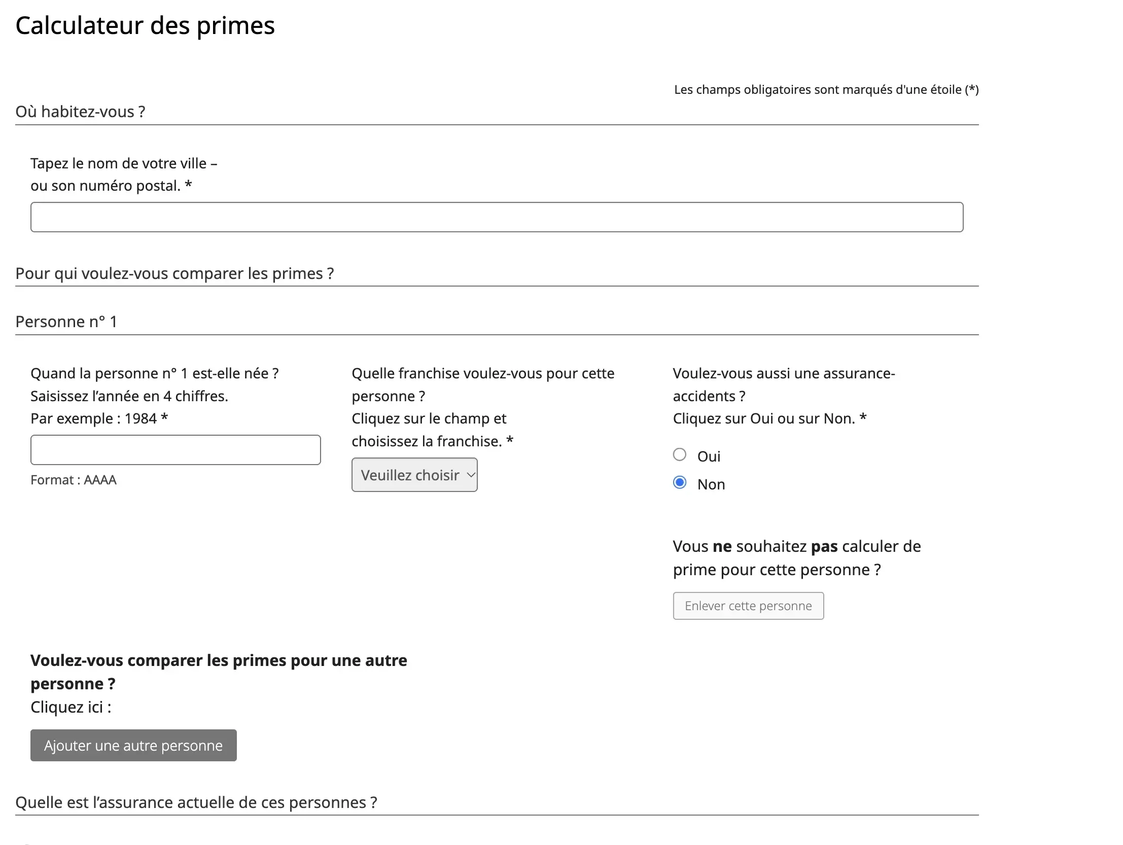 Saisie de mes infos sur priminfo