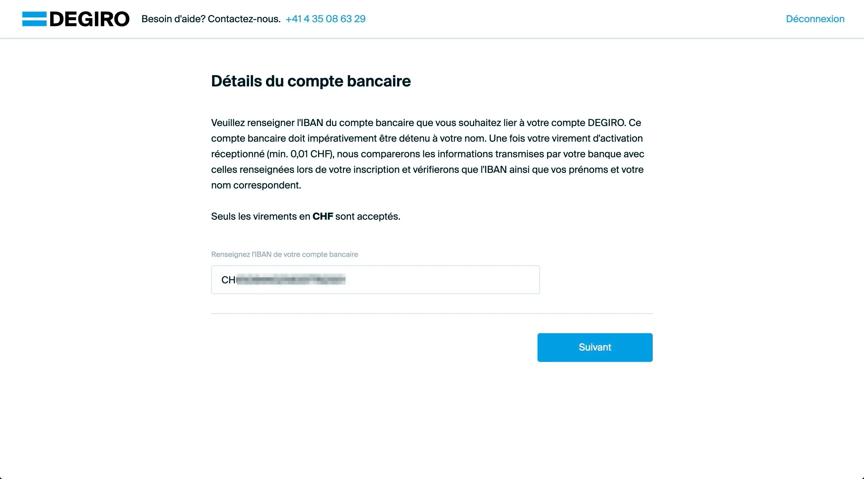 Gib deine IBAN an (achte unbedingt darauf, dass der Kontoinhaber beider Konten derselbe ist)