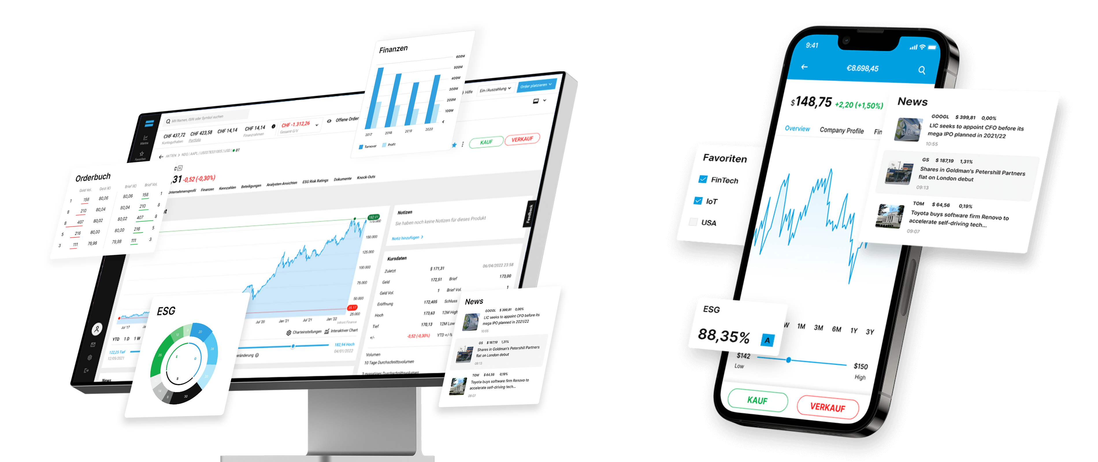 DEGIRO Plattformen: Webtrader Trading-Plattform und mobile Trading-App (iOS und Android)