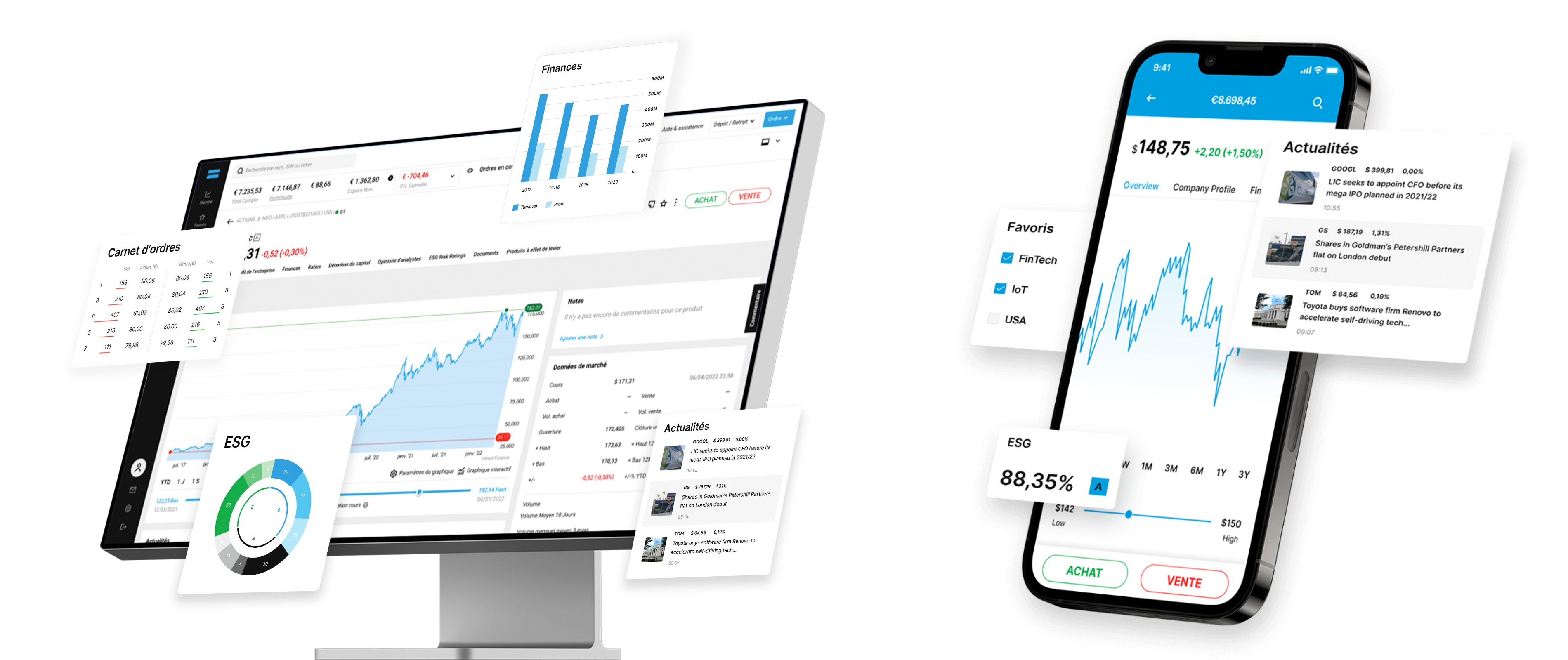 Plateformes DEGIRO: plateforme de trading Webtrader et Application mobile de trading (iOS et Android)