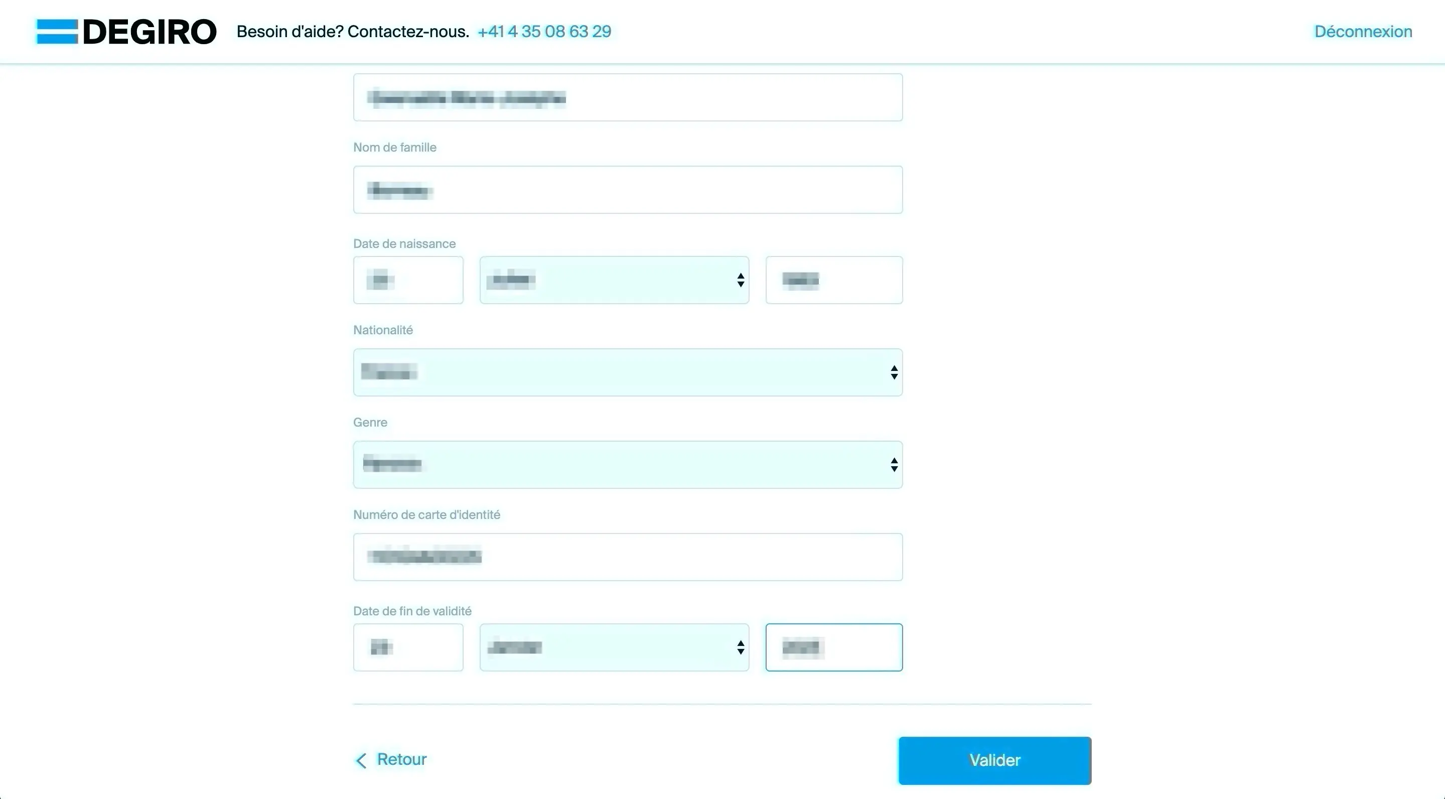 Verify that your passport scan has correctly pre-filled the identity verification fields (bis)