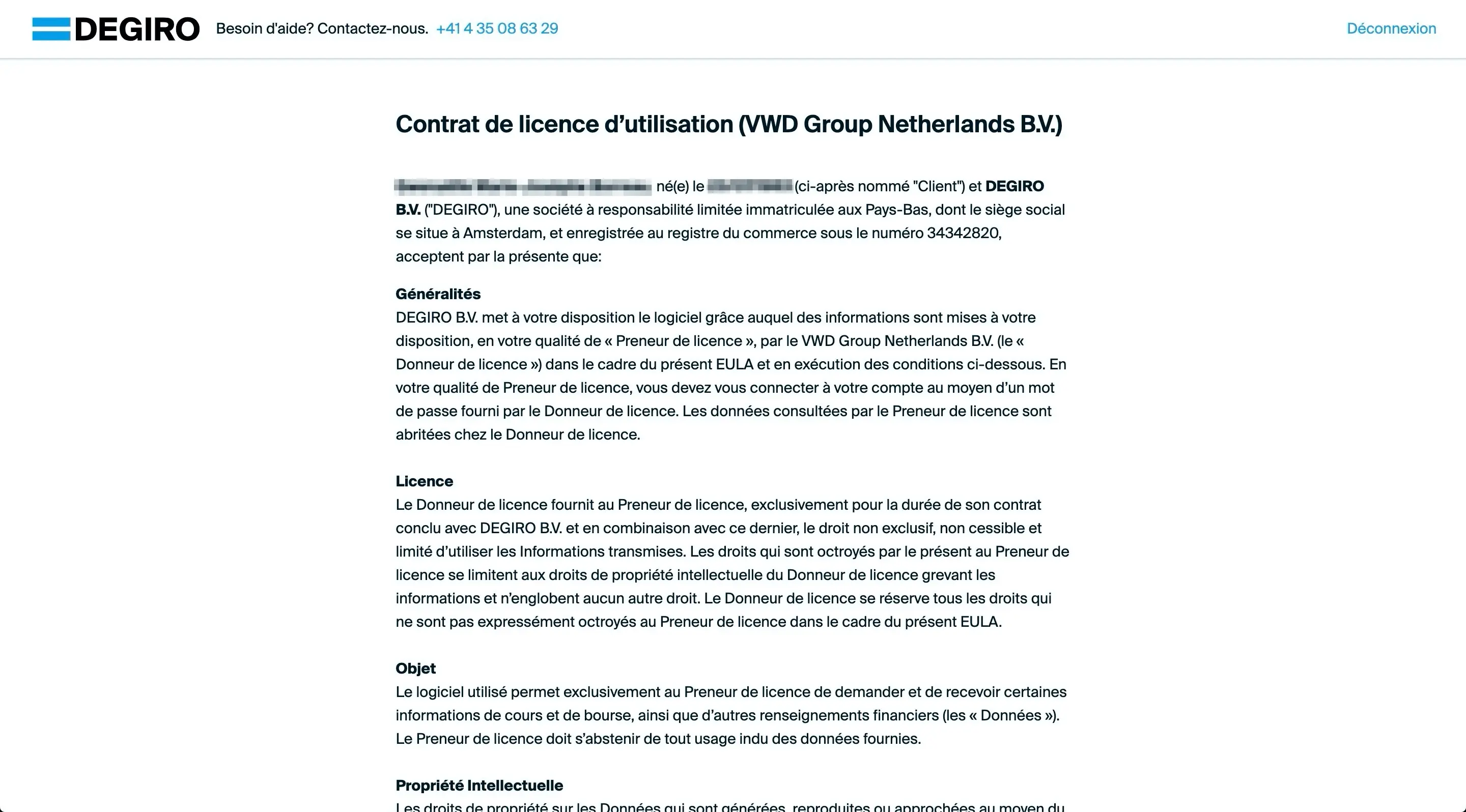 DEGIRO software license agreement