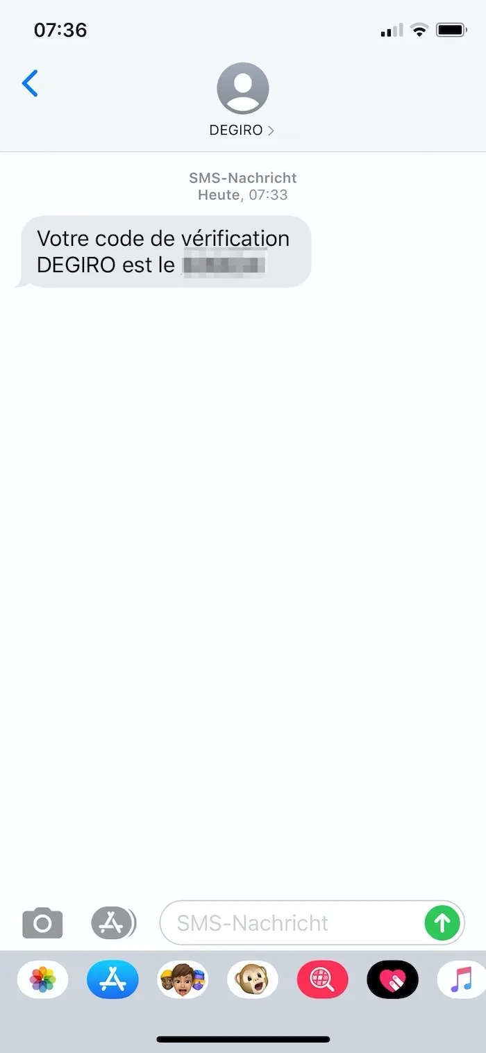 DEGIRO verification code to sign your contract