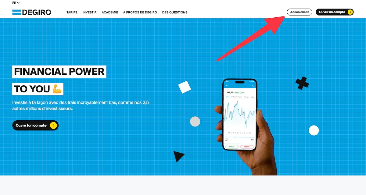 Accès écran login sur degiro.ch