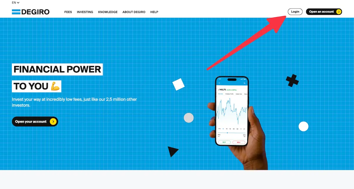 Login screen access on degiro.ch