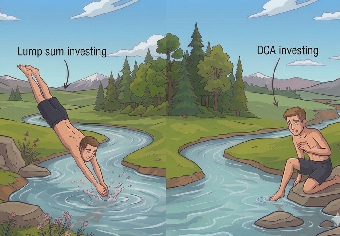 Dollar cost averaging vs lump sum (2026): all at once or spread it out?