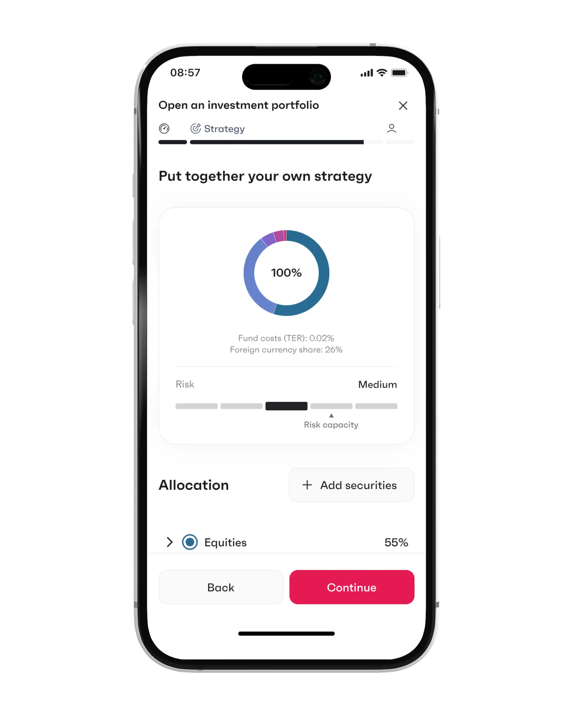 Entering your personal details in the finpension Invest app