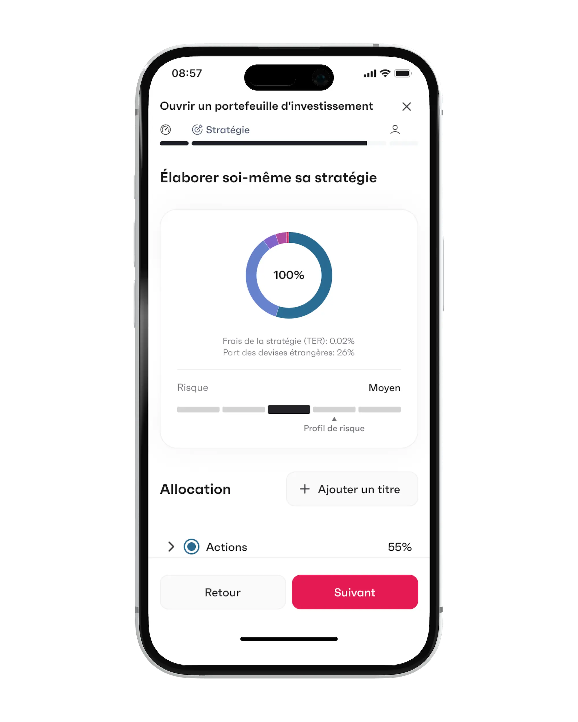 Saisie de tes données personnelles dans l'app finpension Invest