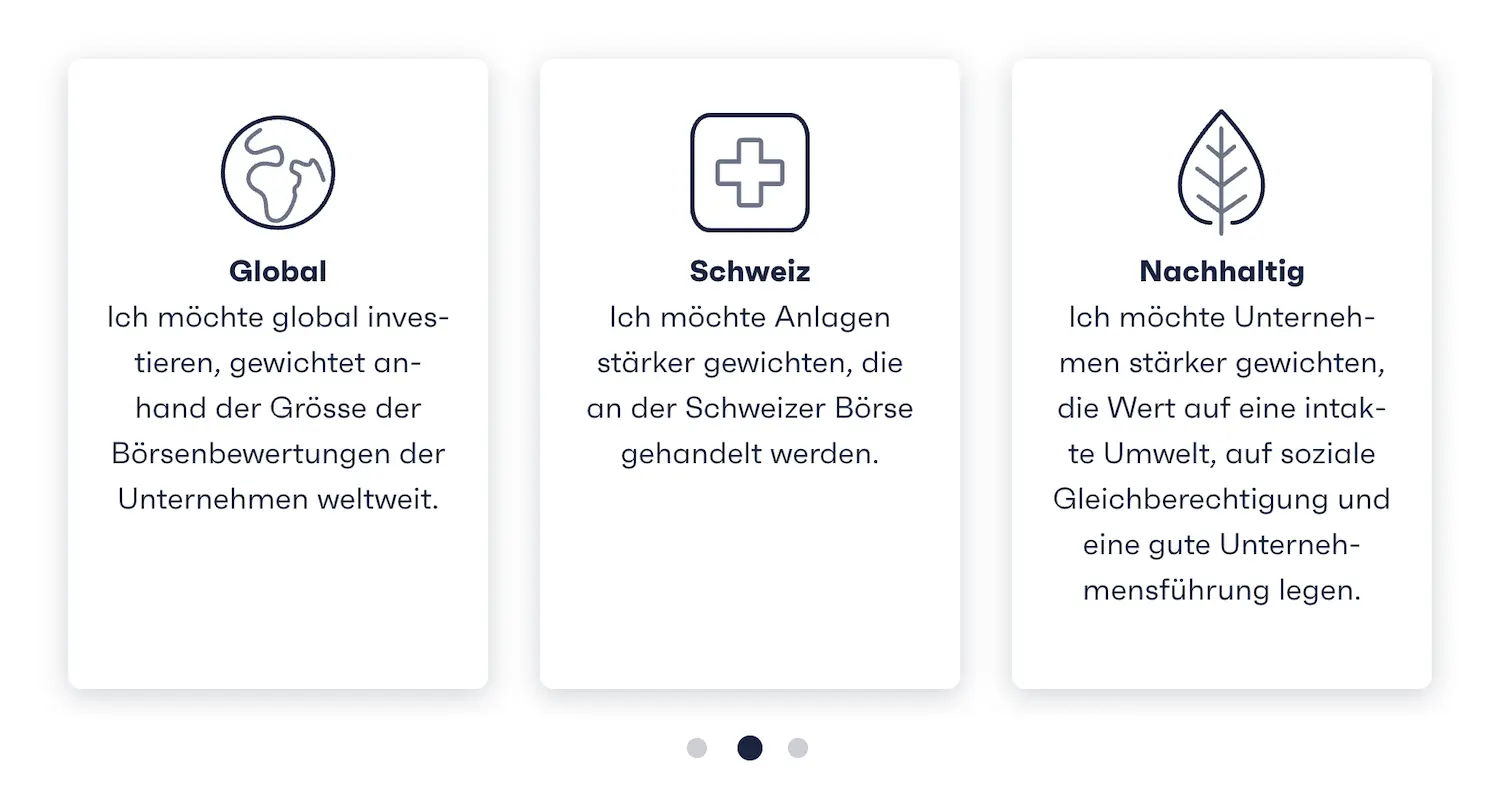 Die verfügbaren Anlagestrategien bei finpension Invest