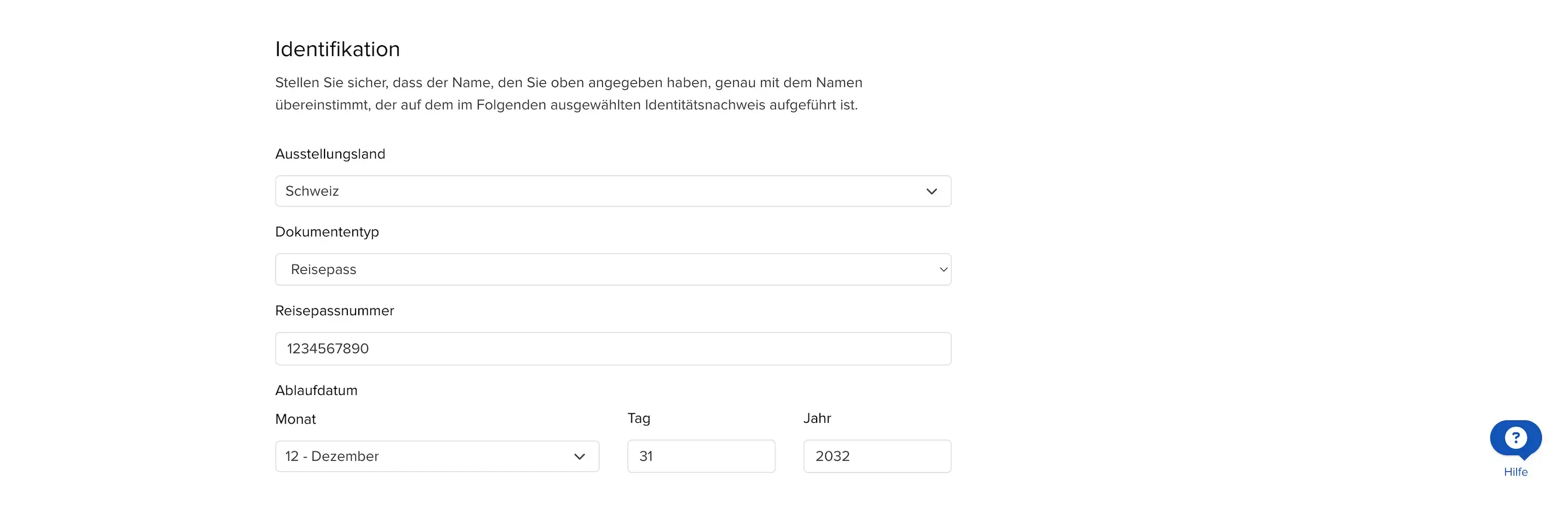 Persönliche Angaben: Identifikation und Identitätsnachweis