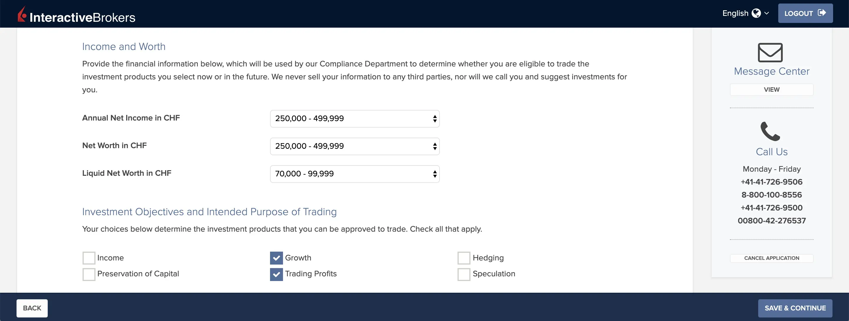 Regulatory information: income, net worth, and investment objectives
