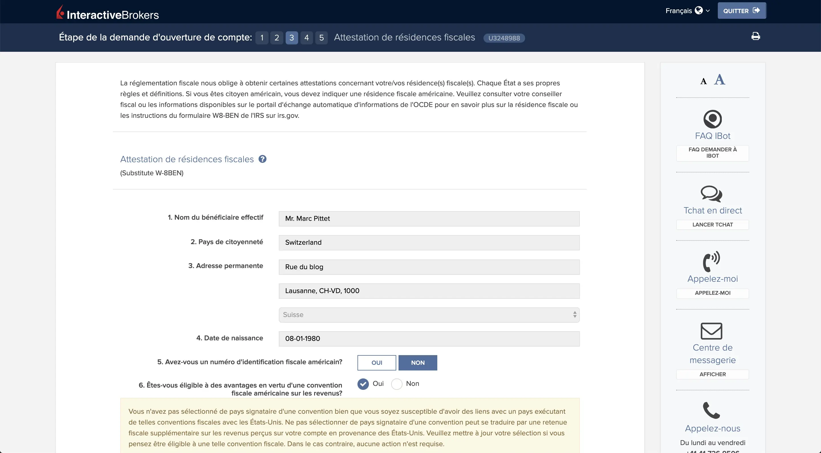 Attestion de résidences fiscales