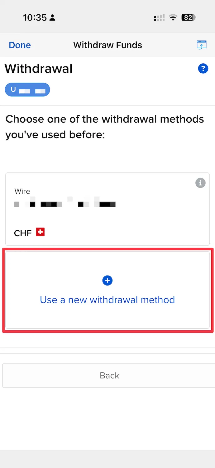 Adding a Swiss bank account for Interactive Brokers withdrawal