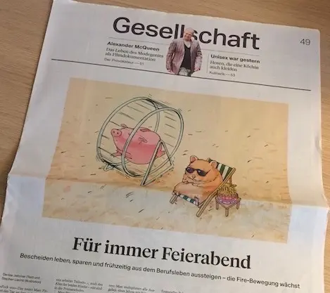 Foto des Artikels der Mustachian Post in der Tageszeitung Tages Anzeiger SonntagsZeitung