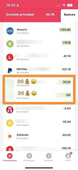 Nos salaires suisses en CHF reçus sur notre compte bancaire neon
