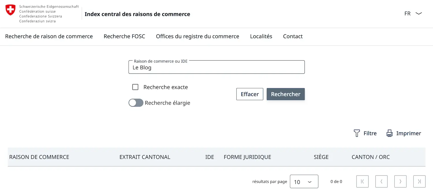 Si tu cherches un nom de société suisse qui n'existe pas au registre du commerce suisse (Zefix), celui-là est encore disponible ;)