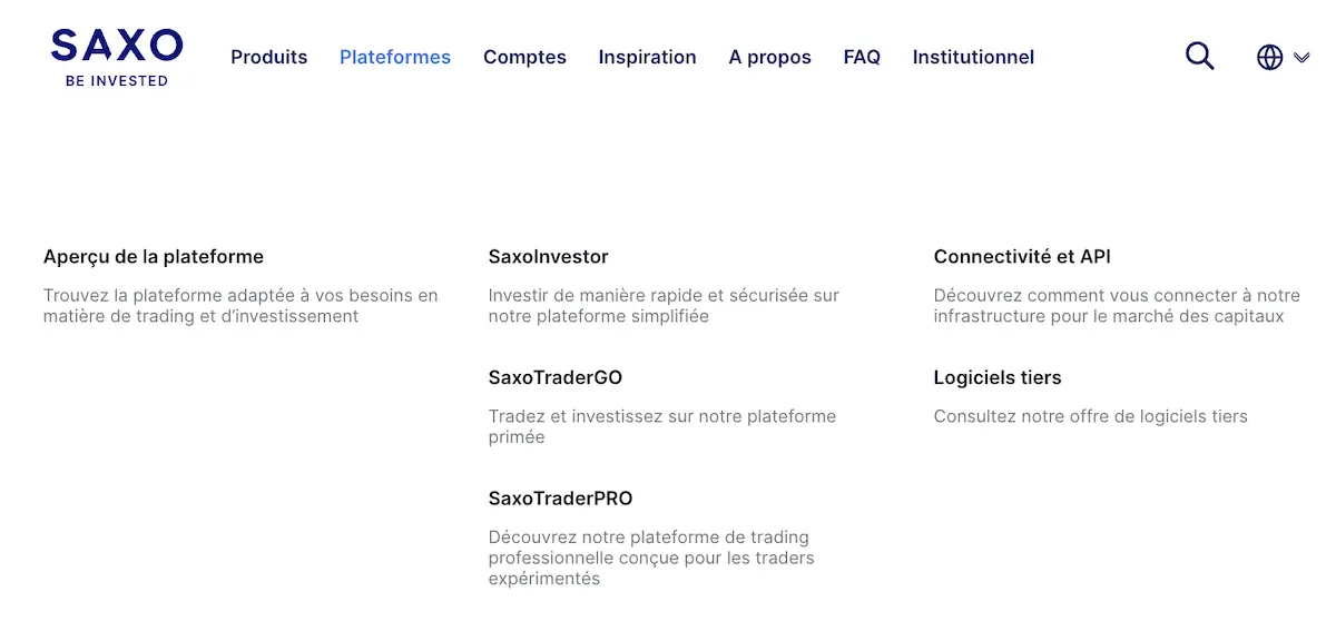 Saxo propose plus de plateformes que nécessaire pour construire ta fortune en tant qu'investisseur suisse