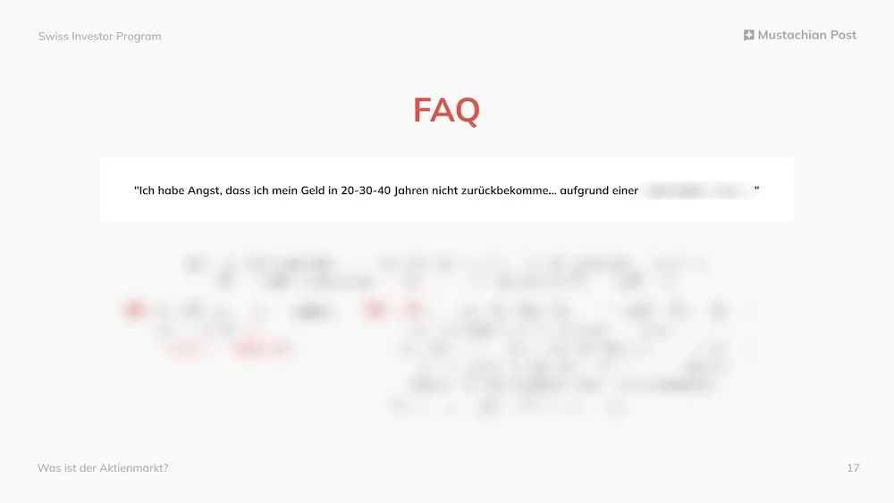 Beispiel neuer Inhalt über die Ängste vor dem Investieren an der Börse