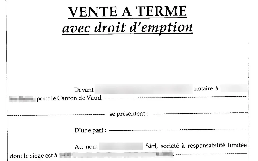 Vente à terme notaire pour investissement locatif immeuble en Suisse